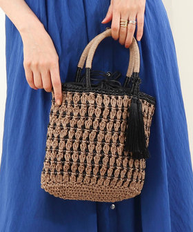 タッセル付き巾着トートバッグ