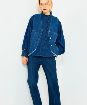 RM denim】Vネックデニムベスト（5-0038-5-01-002）｜Rie Miller/RM