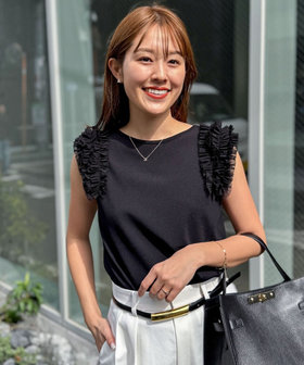 PR阿部☆別注】《手洗い可能》肩フリルノースリーブプルオーバー
