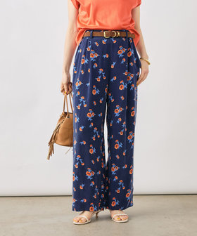 ウォッシャブルスカーレット柄タックパンツ