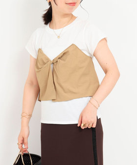 tシャツ ねじりビスチェドッキングTシャツ レディース ねじりビスチェドッキングTシャツ（5-0874-3-23-012）｜fredy