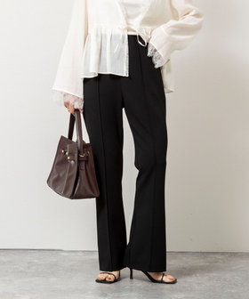 ウォッシャブルカットジョーゼットスリットパンツ