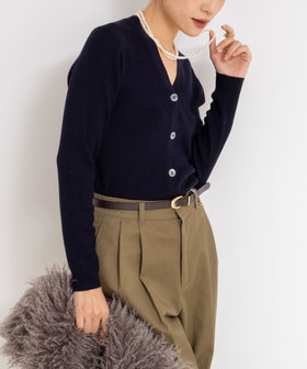 《手洗い可能》16GマレーリブVネックカーディガン