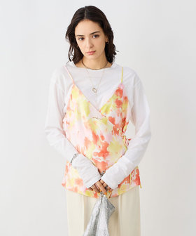 ウォッシャブルブラープリントキャミブラウス