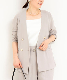 新品タグ付き☆アナイ　ウールカルゼクルージャケット　ノーカラージャケット　38 会員限定 BLACK FRIDAY対象］《セットアップ対応》ハイストレッチ