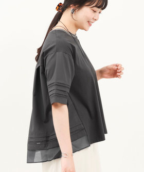 はしごレース異素材切替プルオーバー