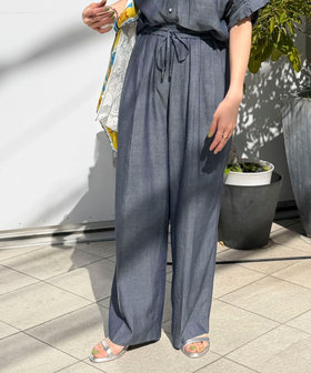 《セットアップ対応》シアーデニムワイドパンツ