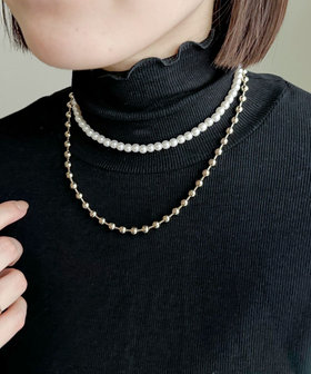 パールメタルボールマルチネックレス