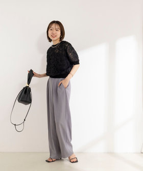 手洗い可能》【BECシリーズ】カットモチーフチュール生地2WAYCネック