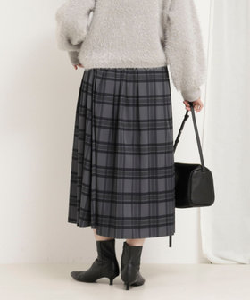 リバーシブルタフタスカート（チェック×ムジ）（5-0818-5-06-001
