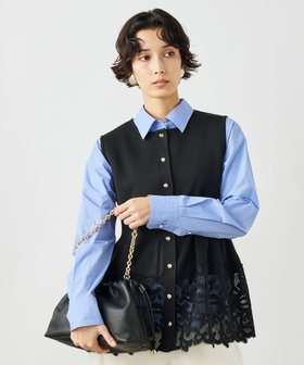 《手洗い可能》レース付きペプラムベスト