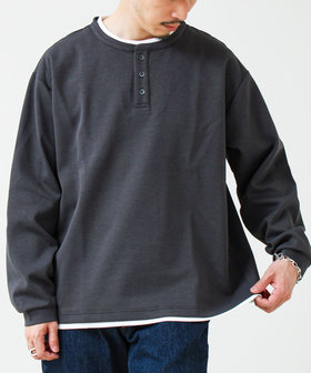 ［WEB限定 SPECIAL PRICE！］【1枚で完成する】杢ダンボール ヘンリーネックフェイクレイヤー ロンT