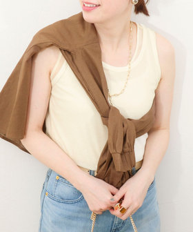 シアーフライス×チュールレイヤードタンクトップ