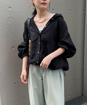 【大人気リバイバル】シアーフーディシャツブルゾン