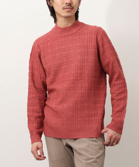 グレンチェック　モックネックニット