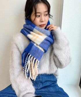 FR刺繍ブークレチェックストール（4-0560-6-34-103）｜fredy