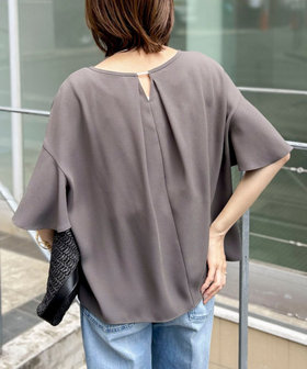 WEB限定】ウォッシャブルストレッチジョーゼットラッフル袖ブラウス（6