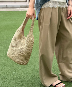 メタリックコード編みトートバッグ