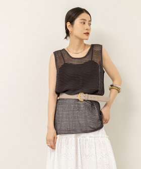 【MAQWEL/マクウェル】ウォッシャブル透かし編みサマーニットノースリーブプルオーバー