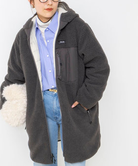 【WEB＆一部店舗限定色アイテム】【TAION/タイオン】ボア×ダウンフードロング(リバーシブル)