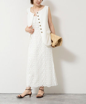 ウォッシャブルクロッシェレースキャミワンピース