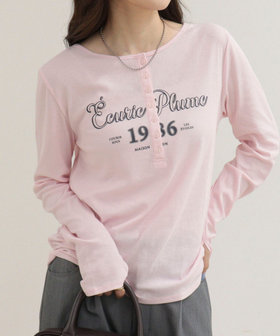 ヘンリーネックグラフィックロンTシャツ