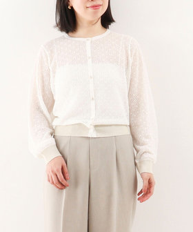 美品★NOLLEY'S ノーリーズ ホールガーメントラメガーターニット レース柄配色ラメカーディガン（5-0803-2-02-202）｜NOLLEY'S