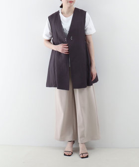 sisin リネン ベスト グレー
