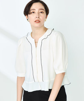 NOLLEY'S ストレッチジョーゼット半袖配色ブラウス　36サイズ セール 40%OFF】◇【WEB限定カラー/サイズあり】ストレッチ