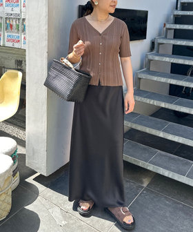 送料関税込み★NORMA KAMALI★バイアス帯サテン・ミディスカート ナチュラルビューティーベーシック NATURAL BEAUTY BASIC