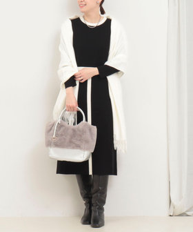 ミラノリブバイカラーニットワンピース