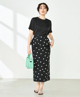 NOLLEY'S【新品】ドットスカート ブラック S ノーリーズ NOLLEY'S ドットプリントタイトミディSK （ブラック