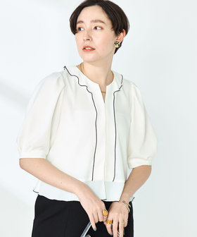 NOLLEY'S ストレッチジョーゼット半袖配色ブラウス　36サイズ NOLLEY'S（ノーリーズ）の「◇【WEB限定カラー/サイズあり