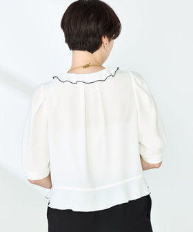 NOLLEY'S ストレッチジョーゼット配色2WAYブラウス ノーリーズ トップ NOLLEY'S（ノーリーズ）の「ストレッチジョーゼット配色2WAYブラウス
