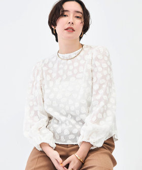 【KIRYU】ウォッシャブル花柄ジャガードブラウス