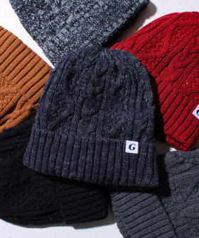 【GLOSTER/グロスター】裏ボア ケーブルワッチ ニット帽