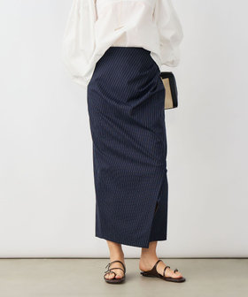 ウォッシャブルストライプドレープタイトスカート
