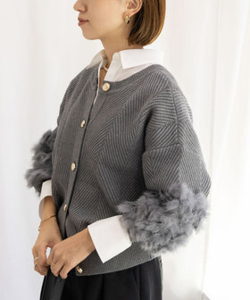 手洗い可能》2WAYラビットファーニットカーディガン（5-0290-5