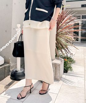 《セットアップ対応》ウォッシャブルダブルサテンイージースカート