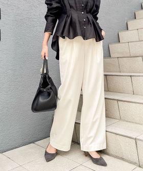 ウォッシャブル裏起毛イージーワイドパンツ