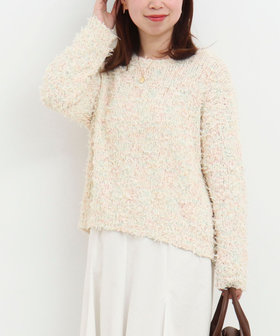 リボンチュール×カスリスラブ ラウンドプルオーバーニット