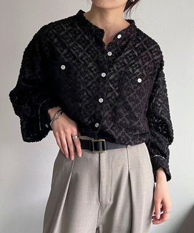 美品 CITYSHOP 24SS フリンジジャガードシャツ オーバーサイズ 黒 CITYSHOP（シティーショップ）の「FRINGE JACQUARD シャツ