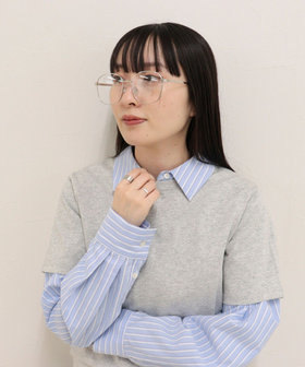 細メタルスクエアメガネ