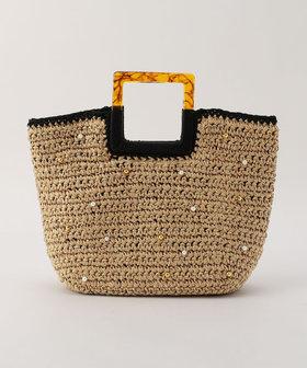 樹脂ハンドルパールビーズ編みバッグ