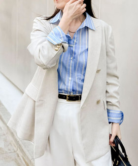 《セットアップ対応》ウォッシャブルスラブオックスダブルジャケット