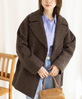 【WEB限定】【TICCA/ティッカ】ウールハウンドトゥースピーコート
