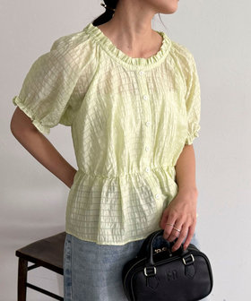 クロップドペプラムブラウス