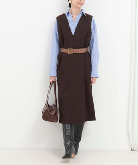 つぶつぶツイードV開きワンピース