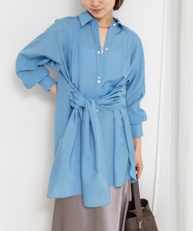 ウォッシャブルウエストリボン2WAYロングシャツ