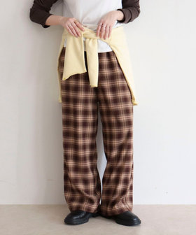 チェック柄ワイドパンツ